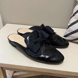 Kate Spade Bow Slides Black Patent Leather
